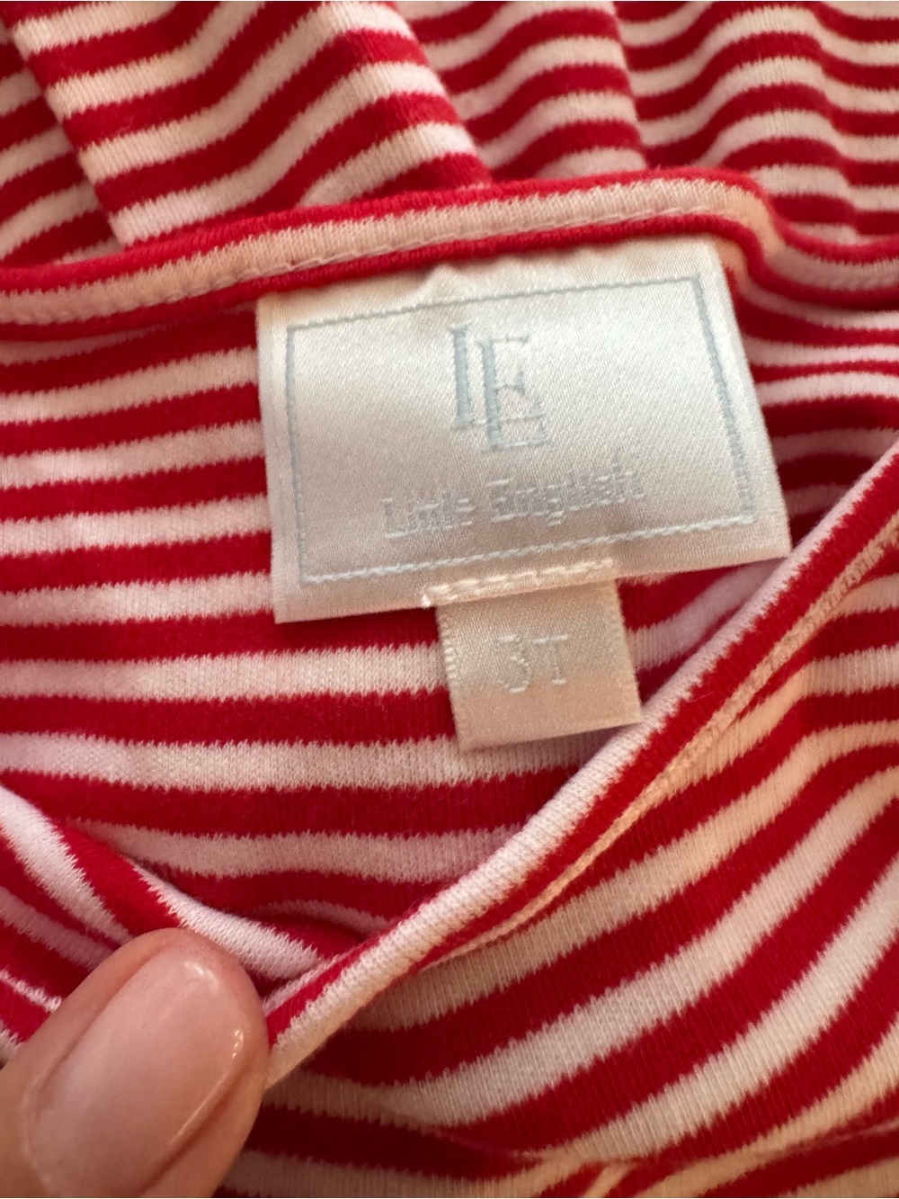 🇺🇸 Little English Red White Stripe Kari Jersey Dress 3T Holiday 4th of July - Picture 3 of 3